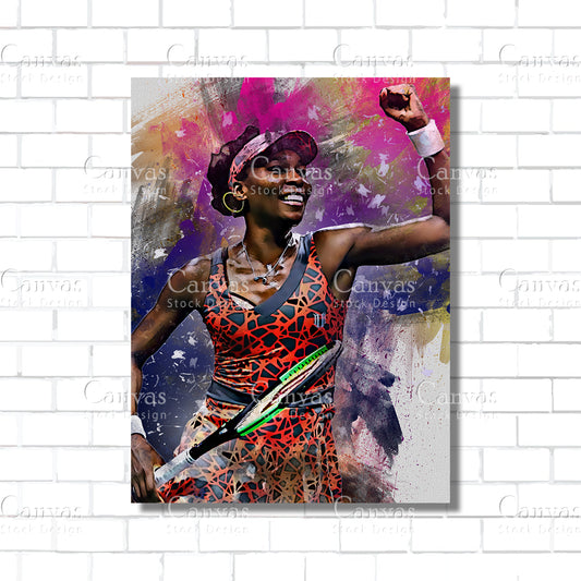 Venus Williams Canvas Frame, Kids Wall Decor, Tennis Fan, Man Cave Gift for Him - Her, Sports Canvas Wall Art