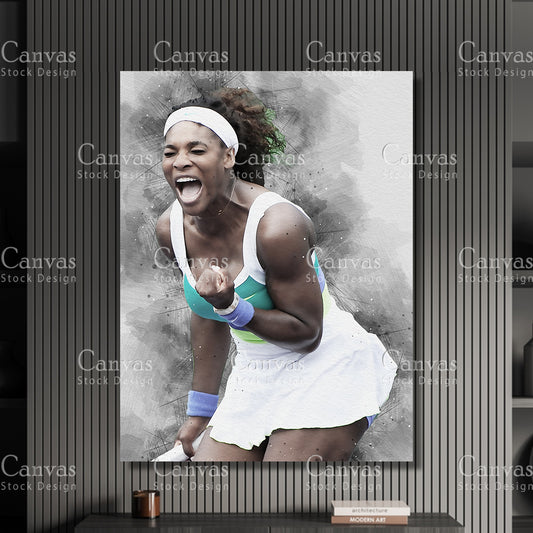 Serena Willams Canvas Frame, Kids Wall Decor, Tennis Fan, Man Cave Gift for Him - Her, Sports Canvas Wall Art