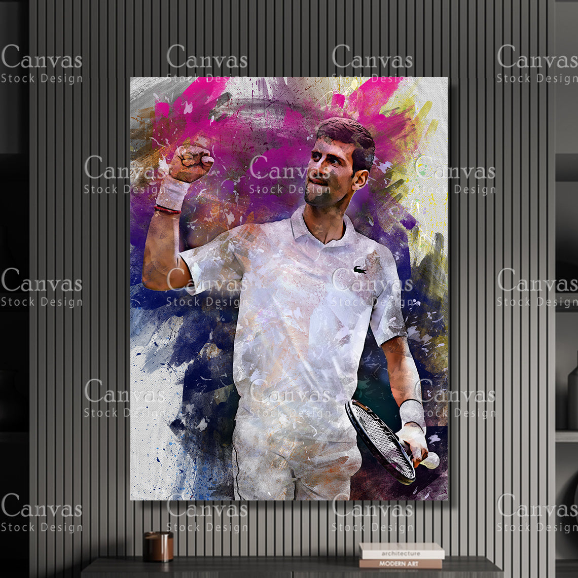 Novak Djokovic Canvas Frame, Kids Wall Decor, Tennis Fan, Man Cave Gift for Him - Her, Sports Canvas Wall Art