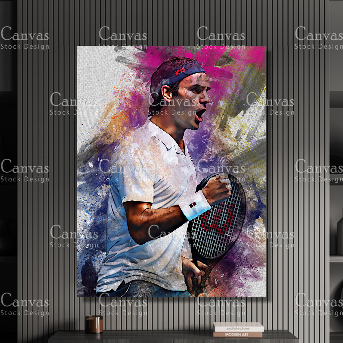 Roger Federer Canvas Frame, Kids Wall Decor, Tennis Fan, Man Cave Gift for Him - Her, Sports Canvas Wall Art