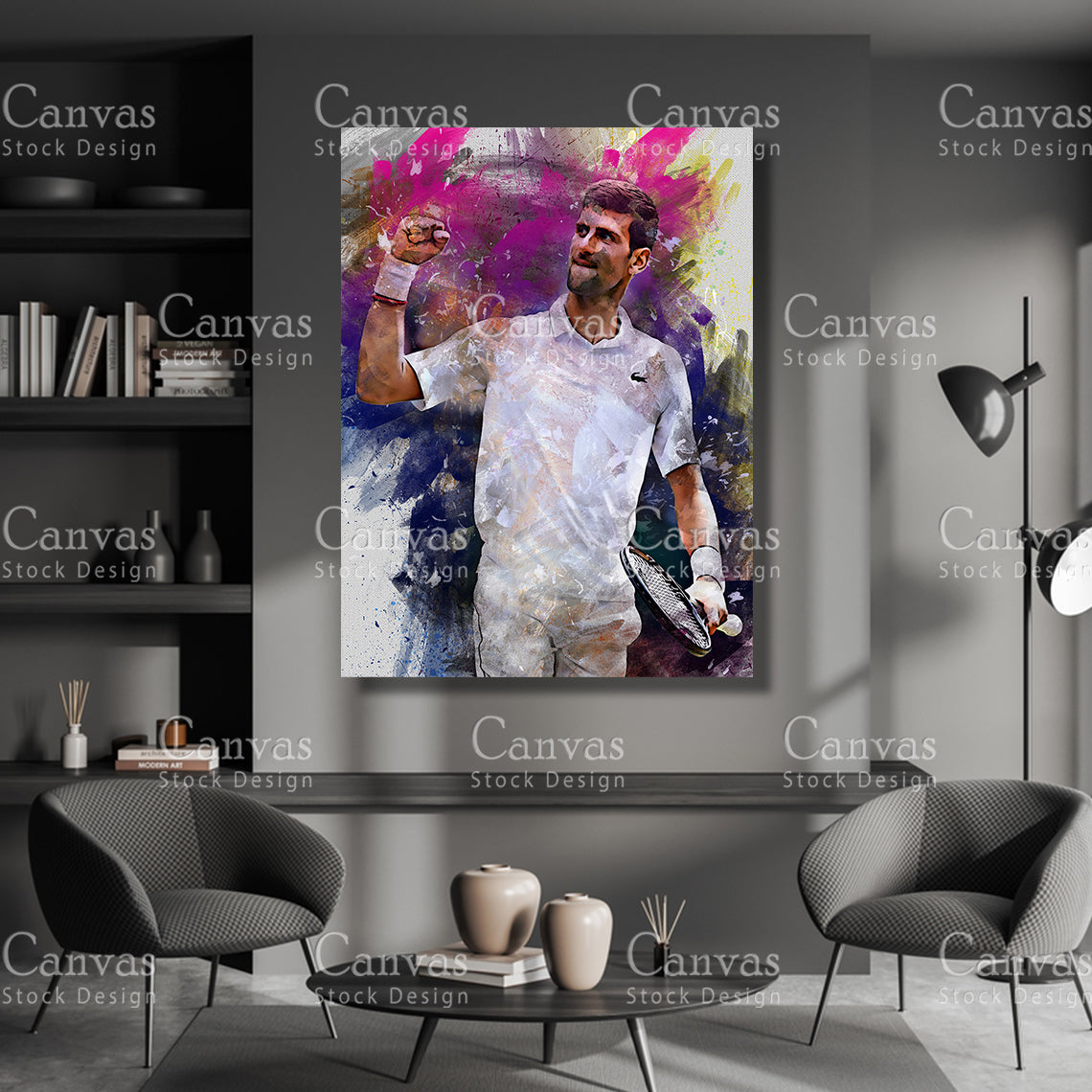 Novak Djokovic Canvas Frame, Kids Wall Decor, Tennis Fan, Man Cave Gift for Him - Her, Sports Canvas Wall Art