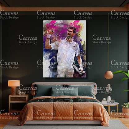 Novak Djokovic Canvas Frame, Kids Wall Decor, Tennis Fan, Man Cave Gift for Him - Her, Sports Canvas Wall Art