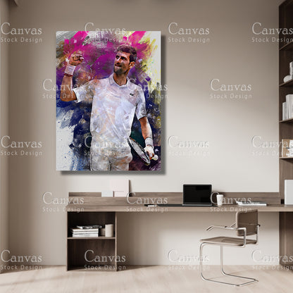 Novak Djokovic Canvas Frame, Kids Wall Decor, Tennis Fan, Man Cave Gift for Him - Her, Sports Canvas Wall Art