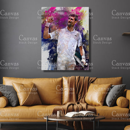 Novak Djokovic Canvas Frame, Kids Wall Decor, Tennis Fan, Man Cave Gift for Him - Her, Sports Canvas Wall Art