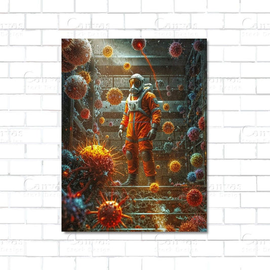 Abstract virus-themed modern canvas wall art

