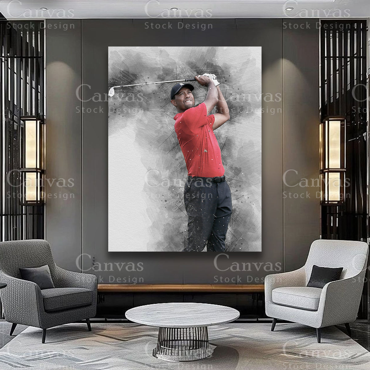 Tiger Woods sporting figure canvas
