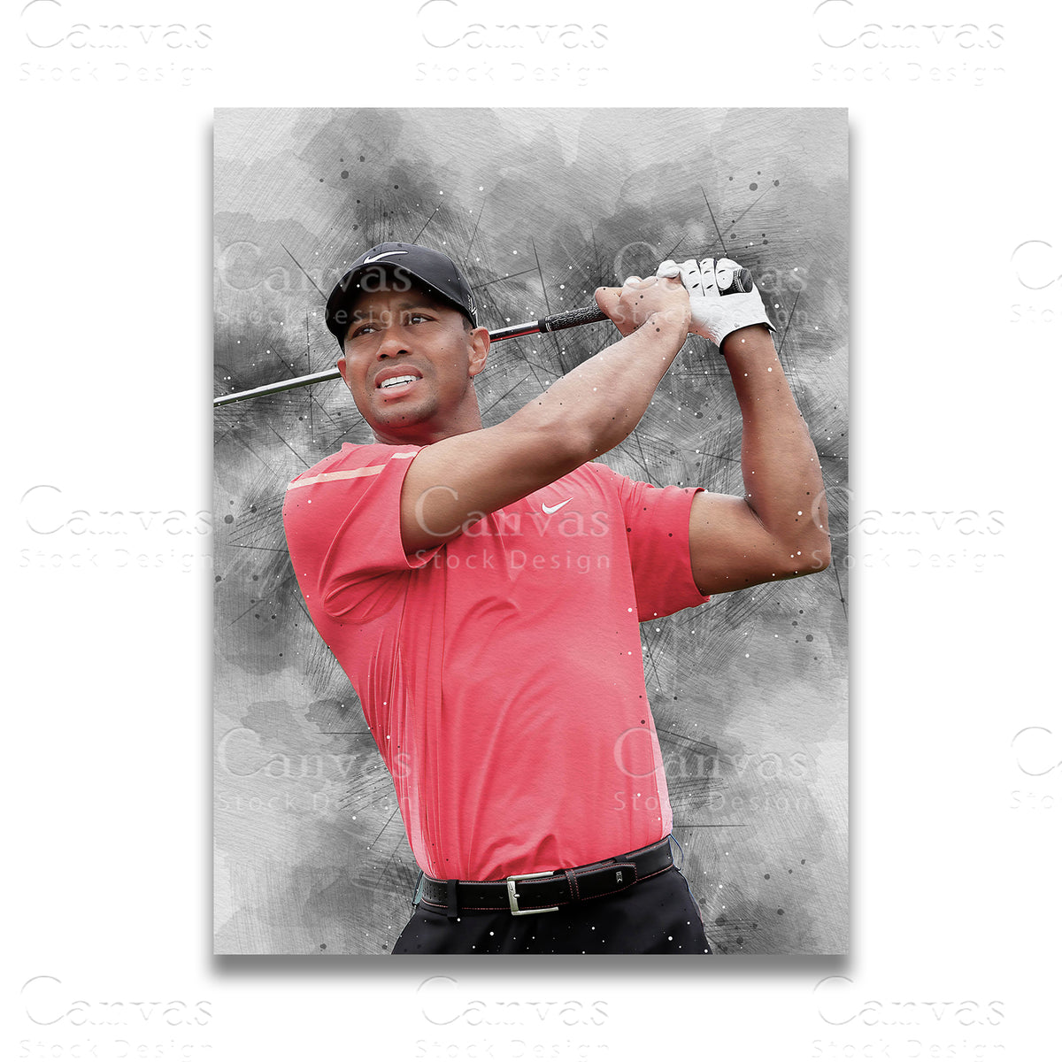 Tiger Woods premium golf canvas wall art