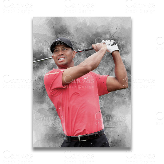 Tiger Woods premium golf canvas wall art