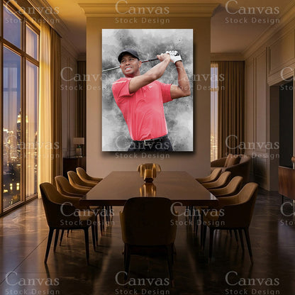 Tiger Woods canvas art with black floating frame