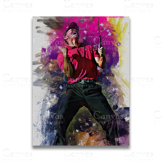 Tiger Woods legendary golf canvas artwork