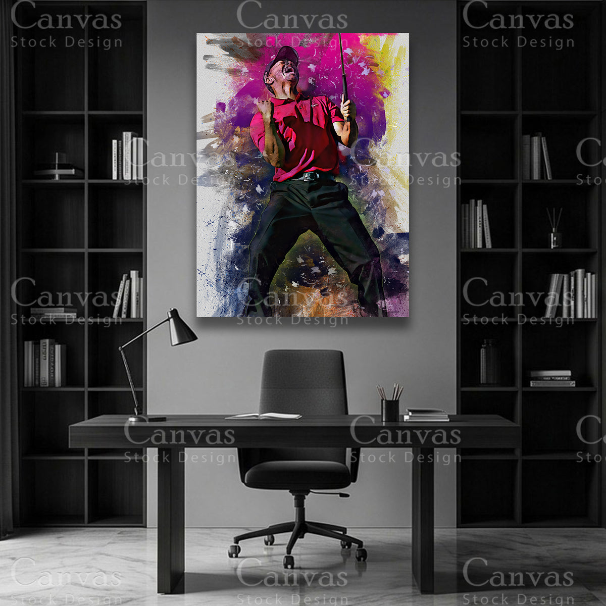 Tiger Woods athlete artwork on premium canvas