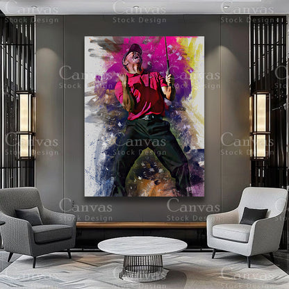 Tiger Woods golf portrait wall artwork