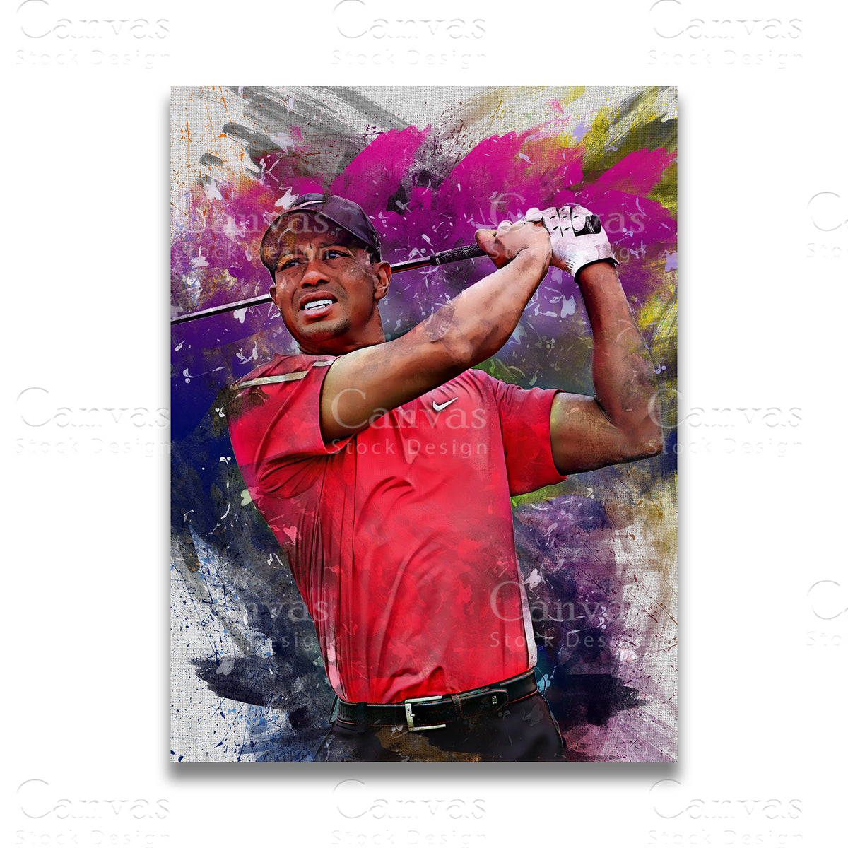Tiger Woods signature golf canvas art