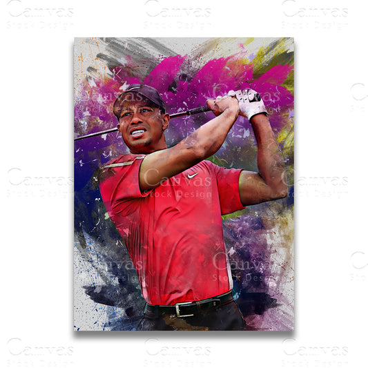 Tiger Woods signature golf canvas art