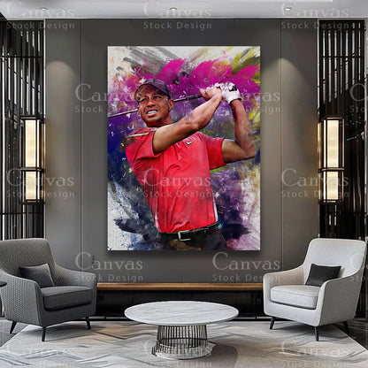 Tiger Woods golfer wall artwork