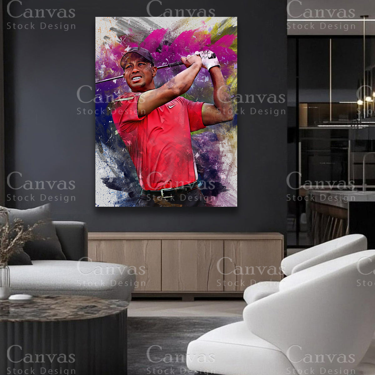 Tiger Woods contemporary sports canvas