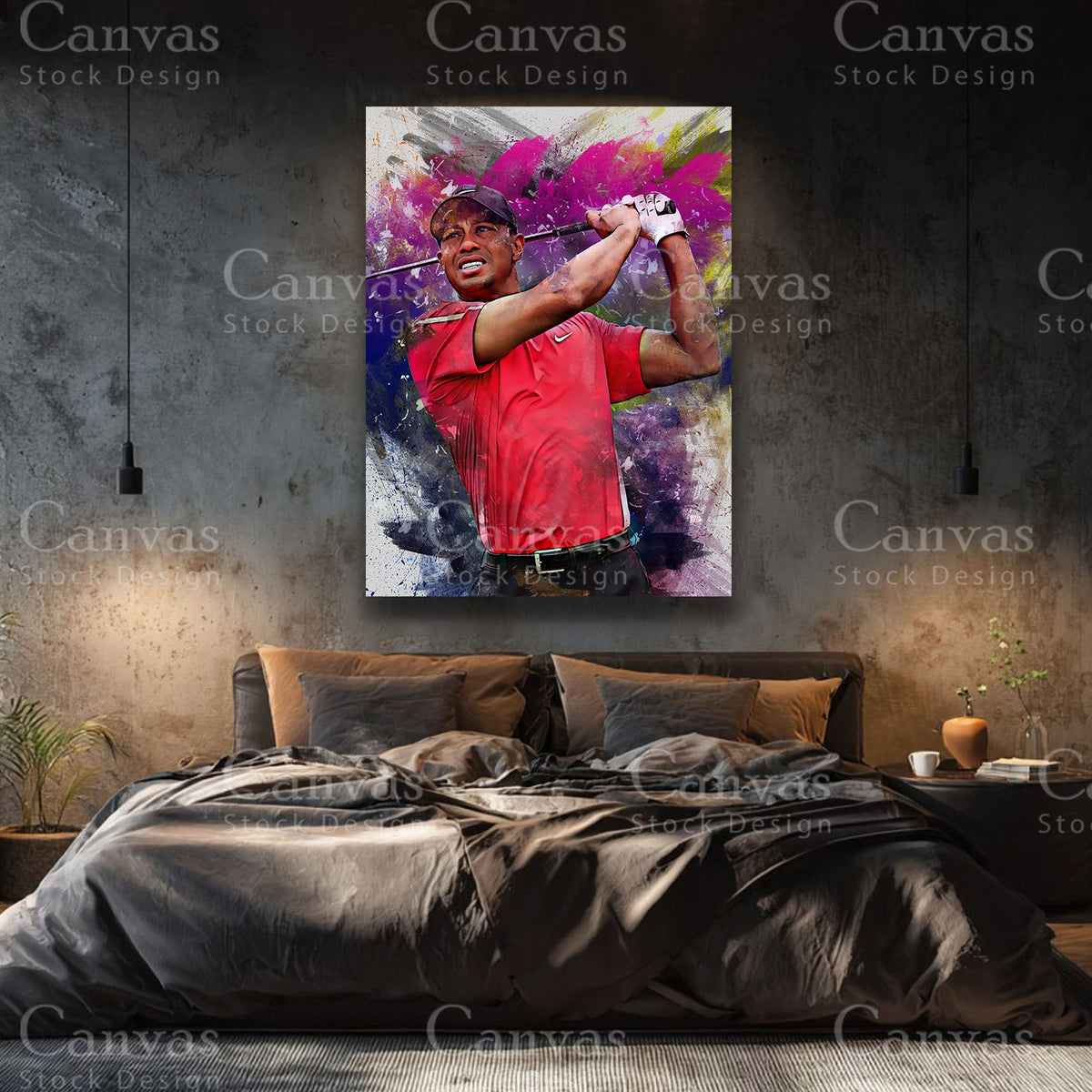Tiger Woods golf wall art for executive interiors
