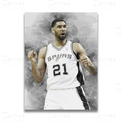 Tim Duncan basketball canvas wall artwork