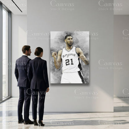 Tim Duncan basketball artwork on cotton canvas