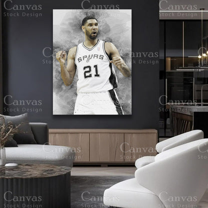 Tim Duncan canvas artwork with black floating frame