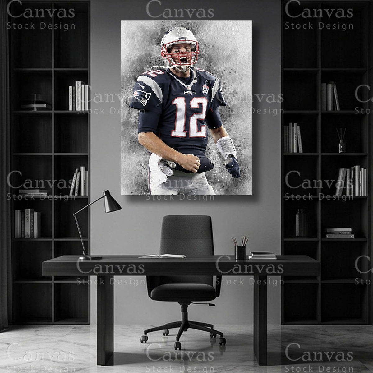 Tom Brady Football Canvas Art for Wall Display