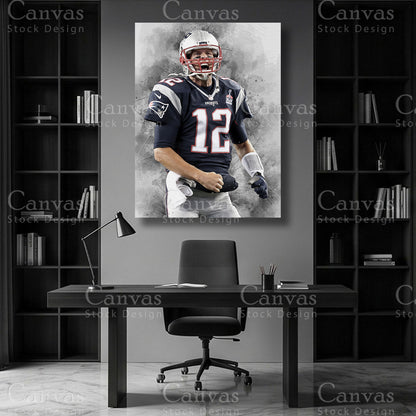 Tom Brady Football Canvas Art for Wall Display