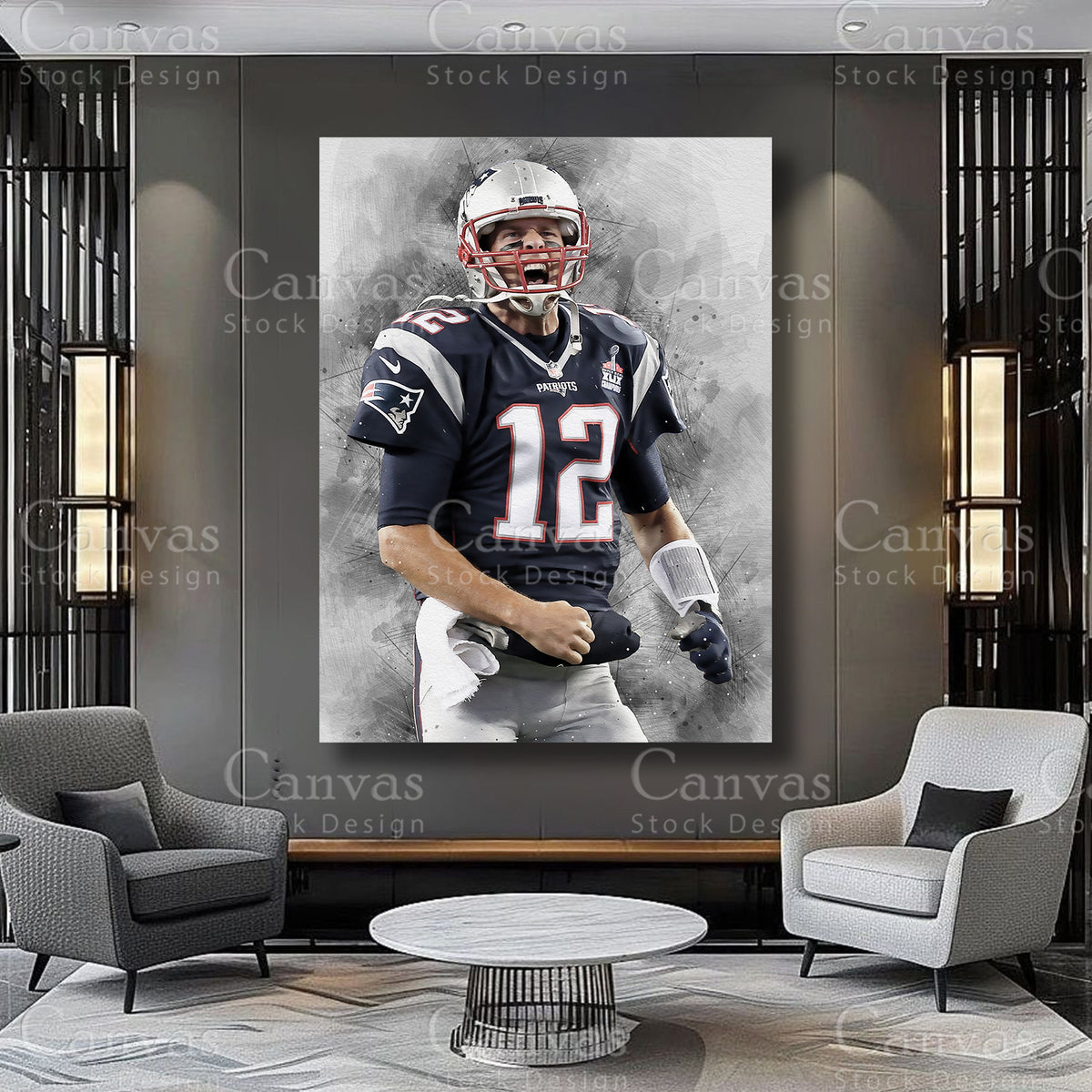 Tom Brady Quarterback Wall Art on Premium Canvas
