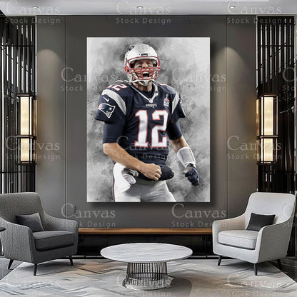 Tom Brady Quarterback Wall Art on Premium Canvas