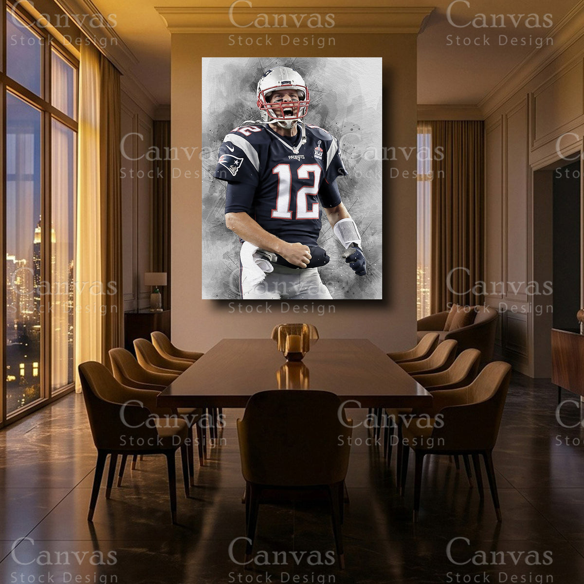 Tom Brady Luxury Football Canvas Art