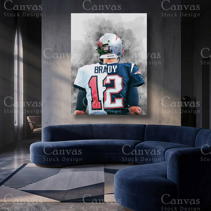 Tom Brady Football Canvas Artwork