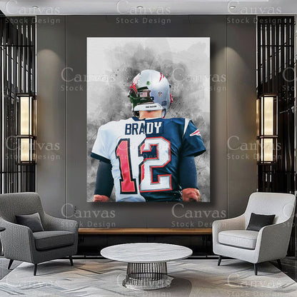 Tom Brady Quarterback Wall Art on Premium Canvas