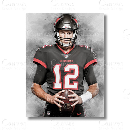 Tom Brady Premier Football Canvas Wall Art