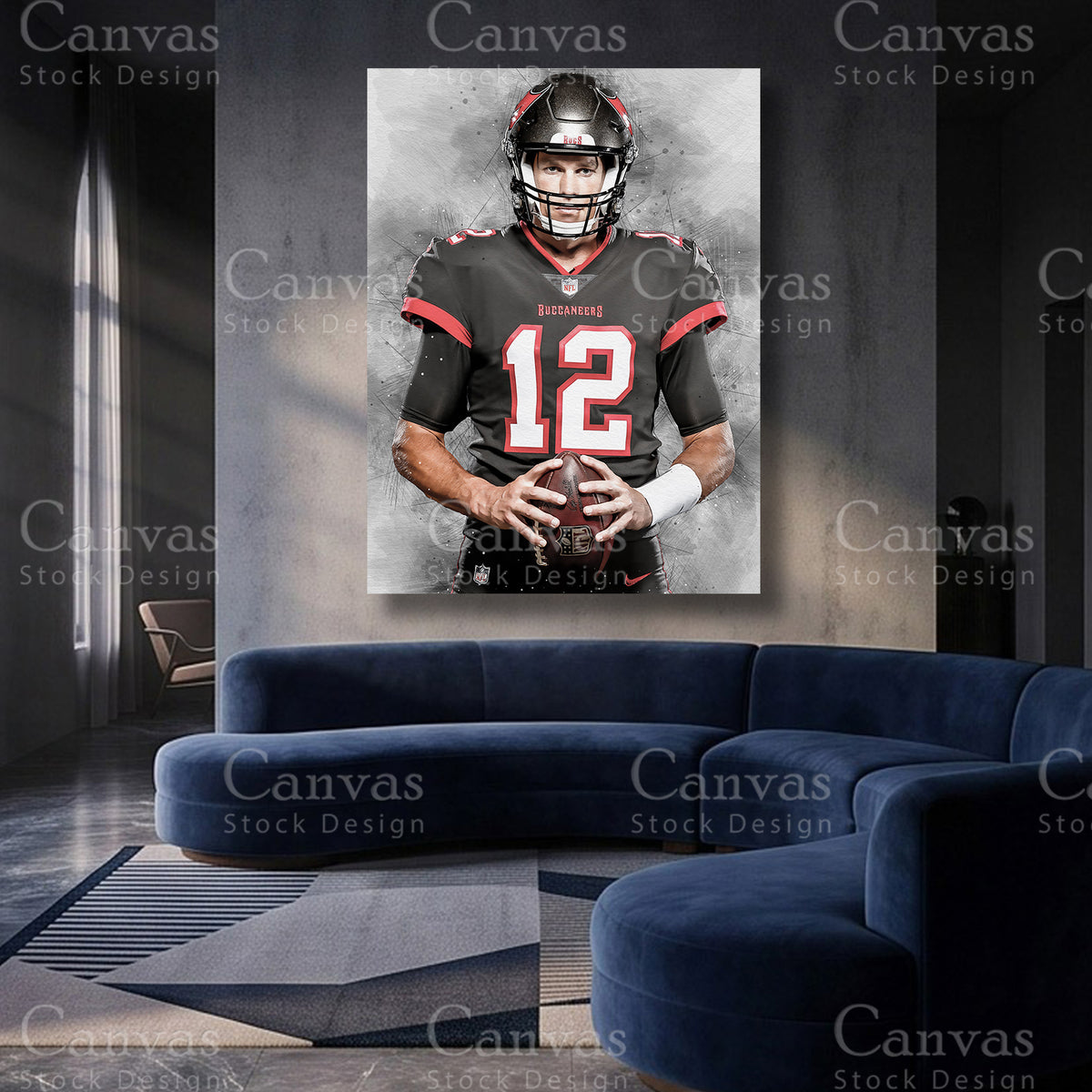 Tom Brady Football Canvas Artwork