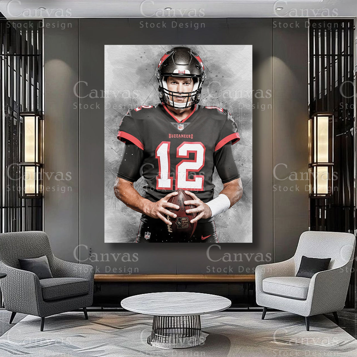 Tom Brady Quarterback Artwork on Premium Canvas