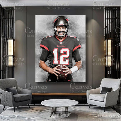 Tom Brady Quarterback Artwork on Premium Canvas