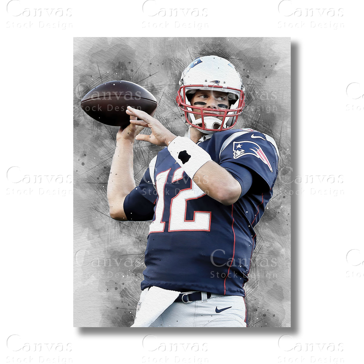 Tom Brady Signature Football Canvas Artwork
