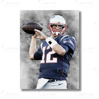 Tom Brady Signature Football Canvas Artwork