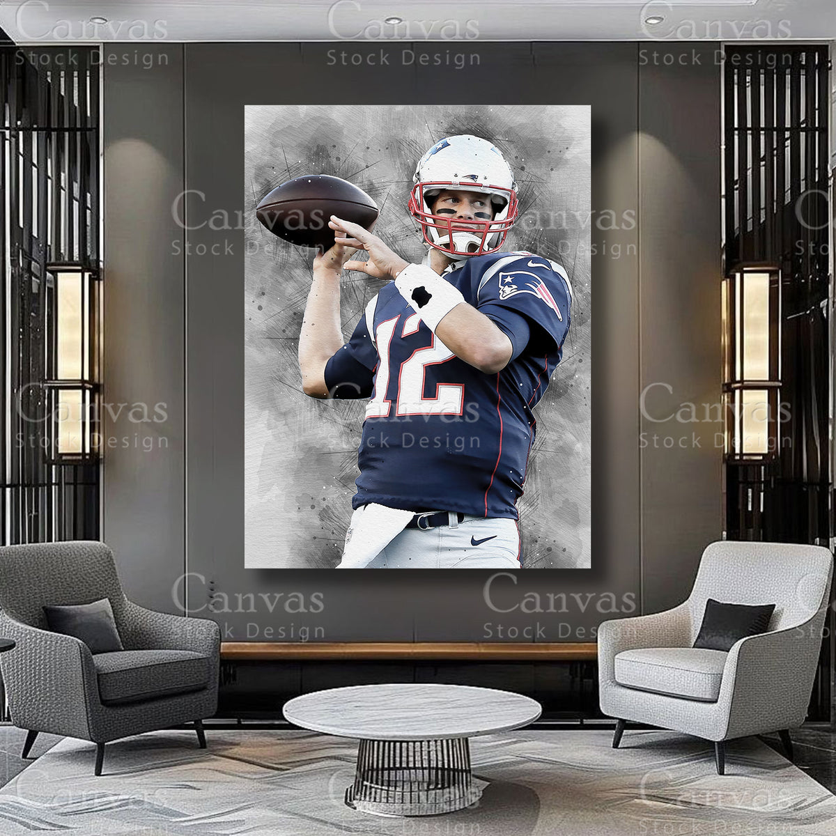 Tom Brady Quarterback Canvas Art on Premium Canvas