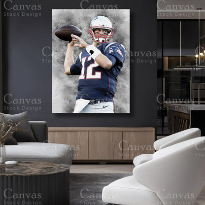 Tom Brady Football Canvas Art for Refined Interiors