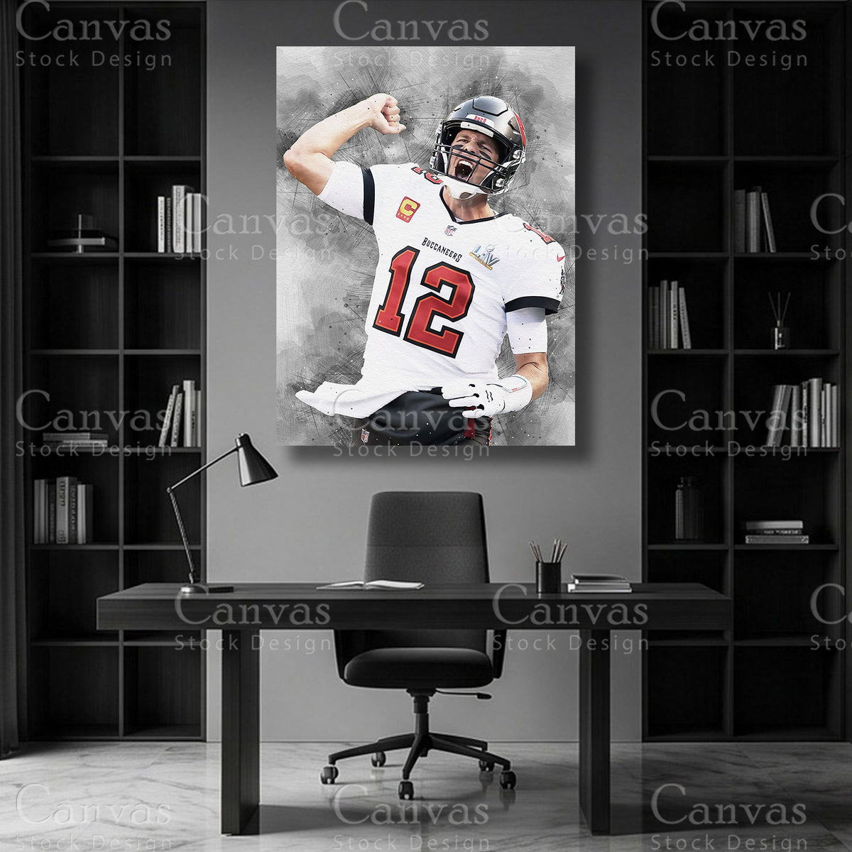Tom Brady Football Wall Art on Premium Canvas