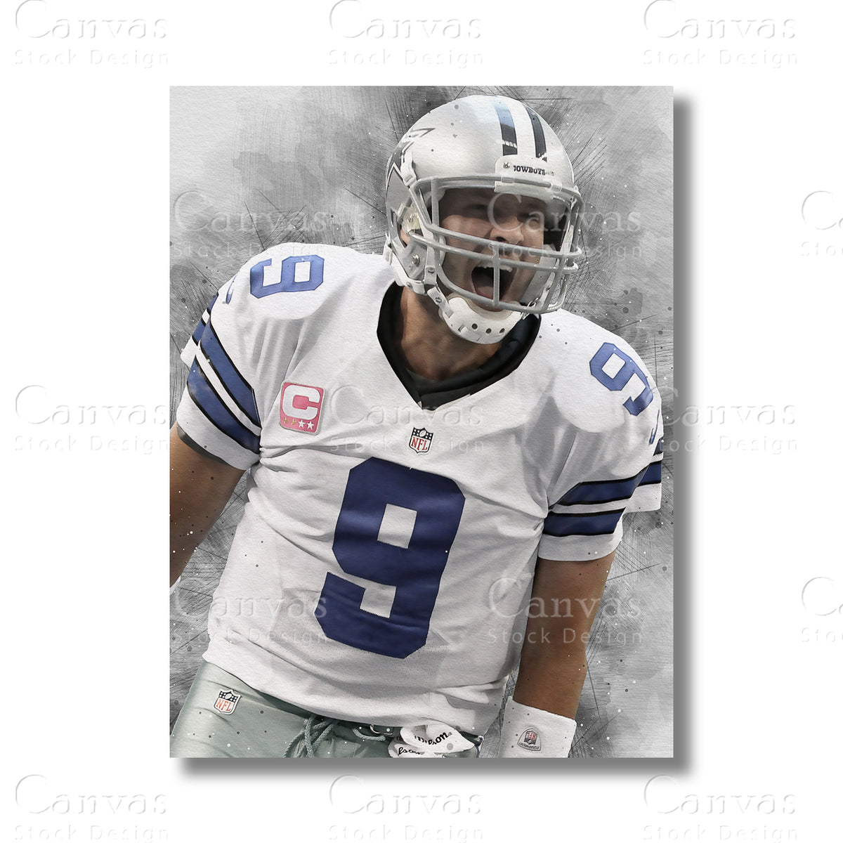 Tony Romo Legendary Football Canvas Wall Art