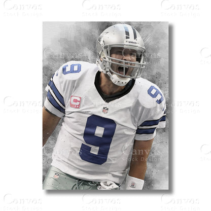 Tony Romo Legendary Football Canvas Wall Art