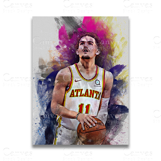 Trae Young basketball canvas wall art