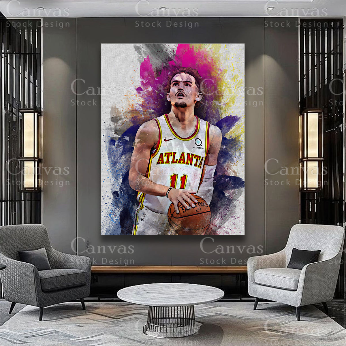 Trae Young basketball player wall artwork