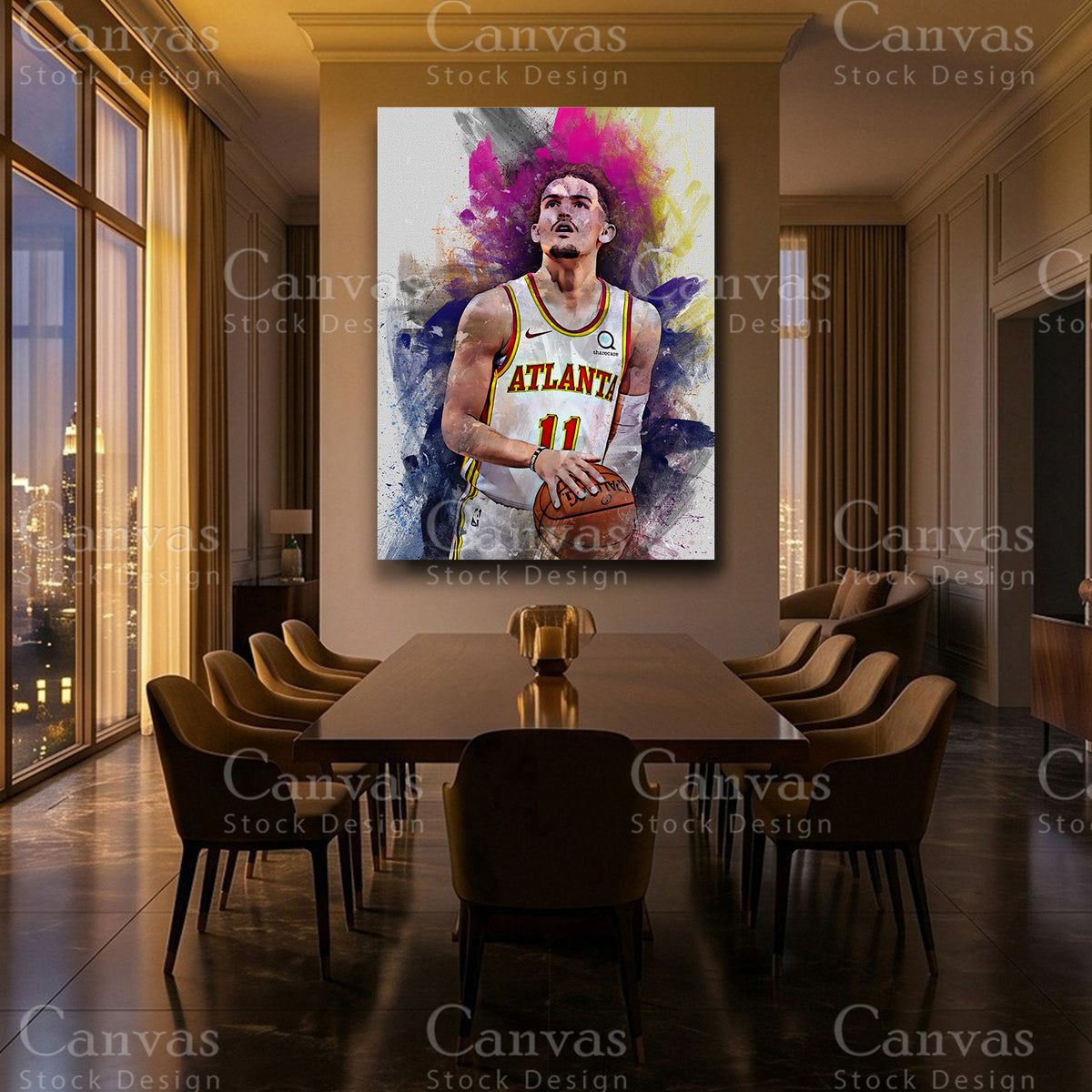 Trae Young basketball artwork on premium canvas