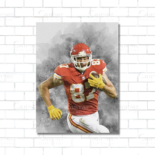 Travis Kelce Canvas Wall Art – Kansas City Chiefs NFL Poster
