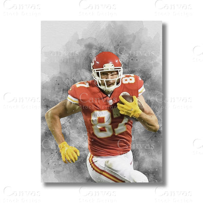 Travis Kelce Iconic Football Canvas Wall Art