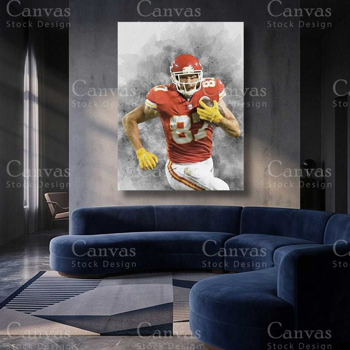 Travis Kelce Football Canvas Artwork