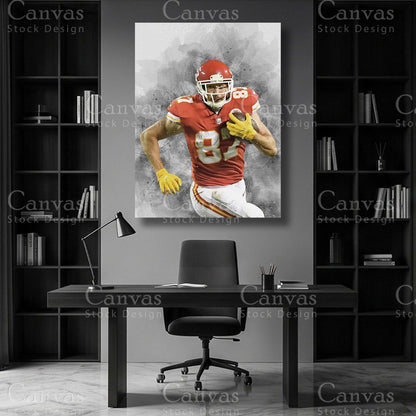 Travis Kelce Iconic Football Canvas Wall Art
