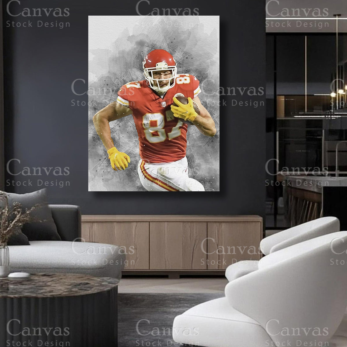 Travis Kelce Canvas Art for Refined Interiors
